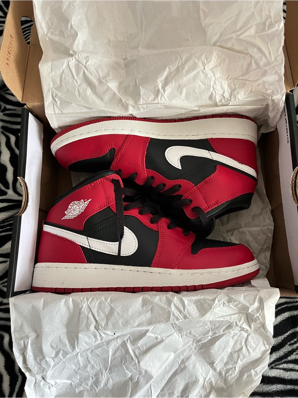 Jordan Kids Red, Black & White High-Top Sneakers